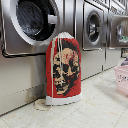 Skull Punk Laundry Bag - Durable laundry bag with rebellious skull design, perfect for punk rock souls.