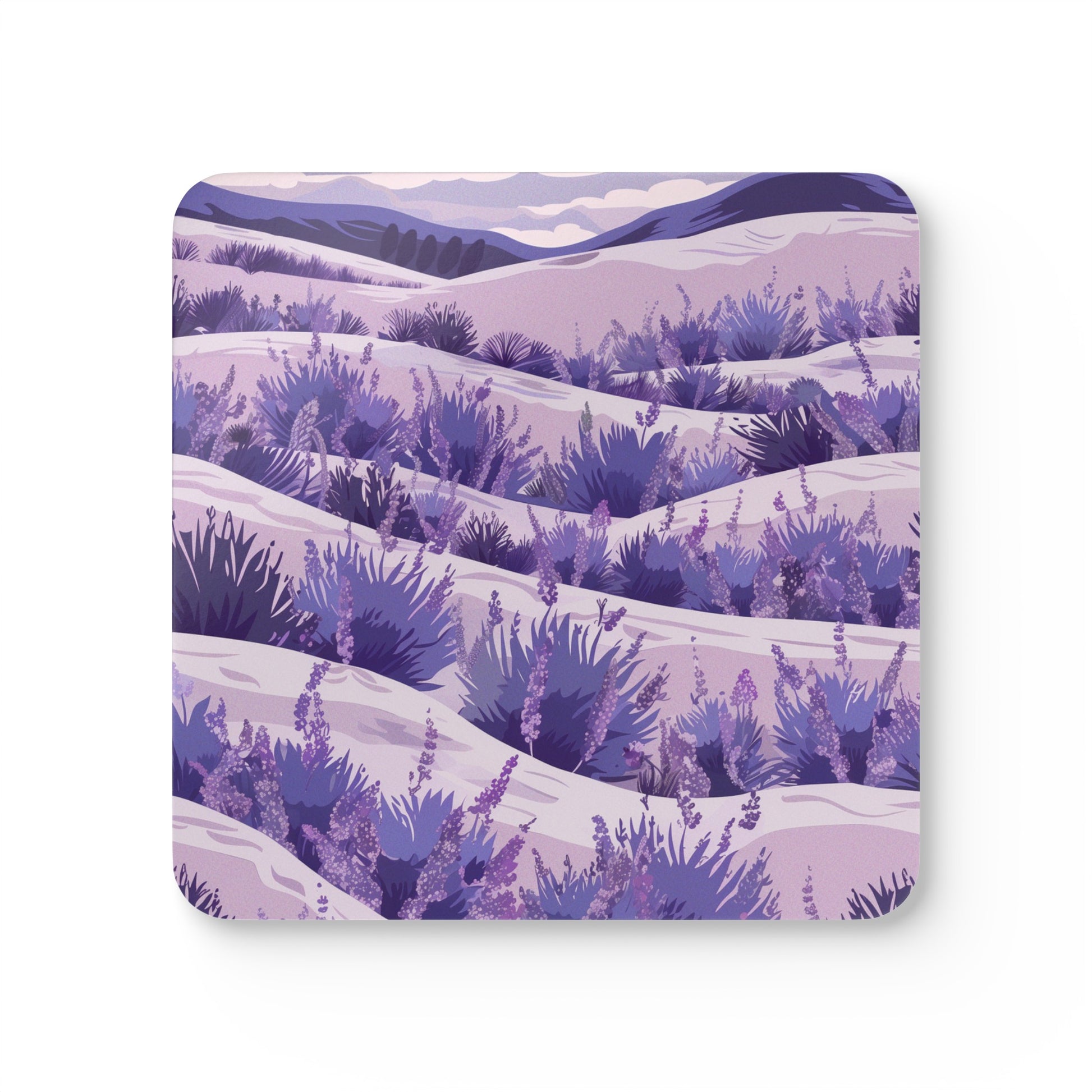 Lavender Fields Corkwood Coaster Set | Home Decor | Accessories, Coasters, Desk, Kitchen, Kitchen Accessories, Sublimation, Summer Picks | Prints with Passion