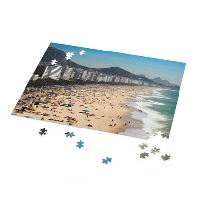 Rio Beach jigsaw puzzle - Piece together vibrant palm trees, blue skies, and crystal clear waters for ultimate relaxation.