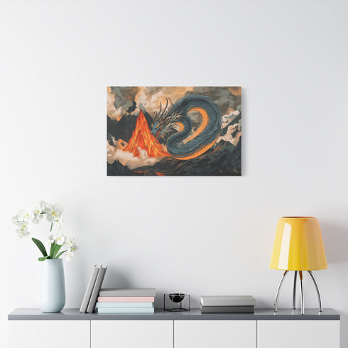 Mirror Dragon Curled Around Volcano — Canvas Wall Art — Product Detail View 7