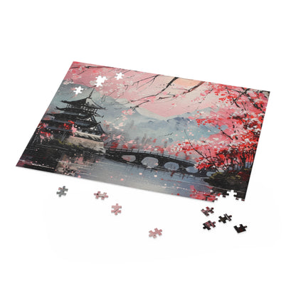 Cherry Blossom Jigsaw Puzzle - Serene Japanese scene with blooming cherry blossoms, capturing the beauty of spring in stunning detail.