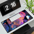 Dreamscape with Levitating Neon Leaves — XL & XXL Desk Mat — 3mm Non-Slip Natural Rubber Base Detail