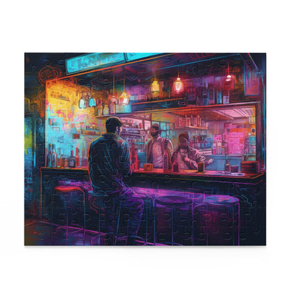 Neon Bar Watercolor Jigsaw Puzzle