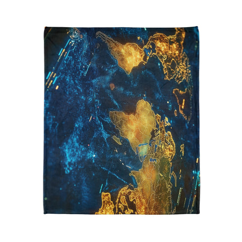 Holographic Map of Forgotten Worlds Plush Fleece Throw Blanket