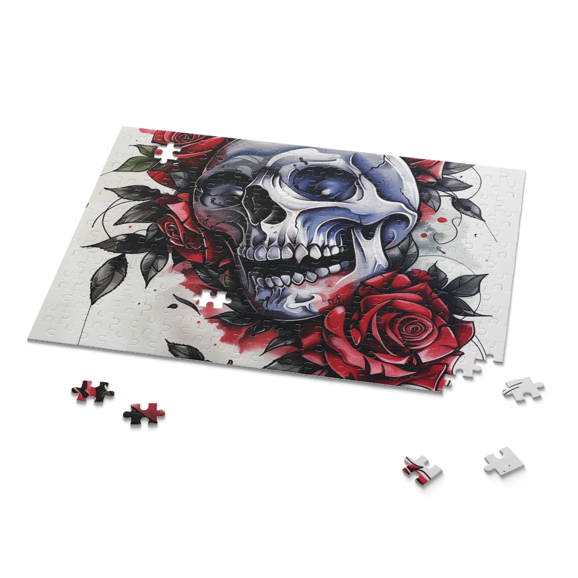 Gothic Skull Rose Jigsaw Puzzle - Dark and beautiful jigsaw for macabre art fans