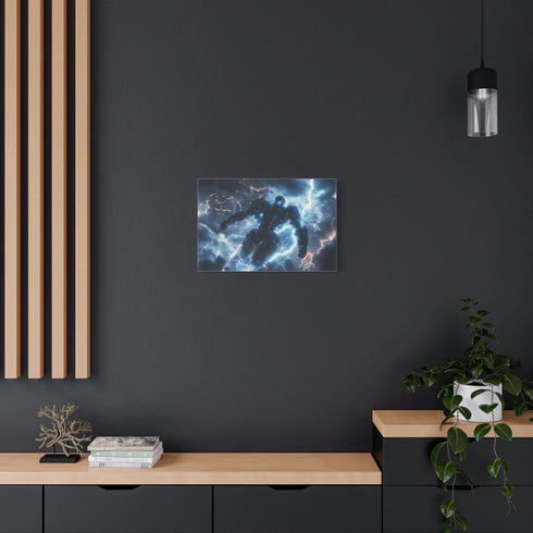 Mech Warrior under Lightning Storm — Canvas Wall Art — Product Detail View 5