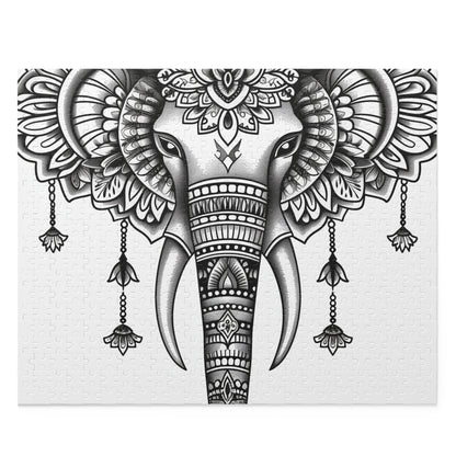 "Tranquil Elegant Mandala Elephant Jigsaw Puzzle - Find peace with intricate design"