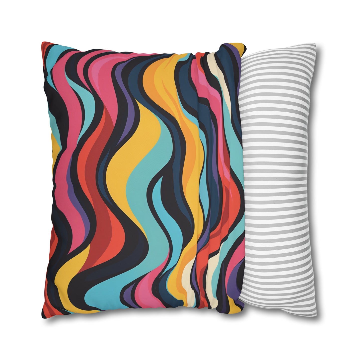 "Retro Waves pillow case with vibrant seamless pattern for retro style bedroom decor"