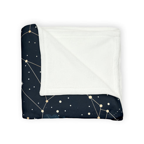 Celestial Constellation Stars Night Sky Plush Fleece Throw Blanket - View 5 | Prints With Passion