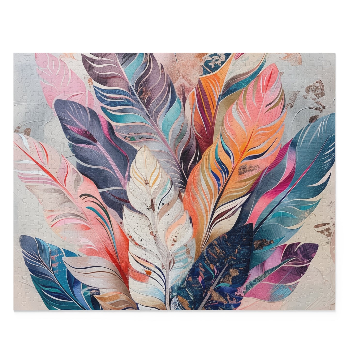 "Bohemian Feathers Jigsaw Puzzle - Colorful and intricate design for hours of relaxing fun"