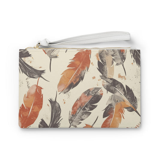 Boho Feathers Clutch Bag | Clutch Bags | Accessories, All Over Print, AOP, Assembled in the USA, Assembled in USA, Bags, Made in the USA, Made in USA, Vegan | Prints with Passion