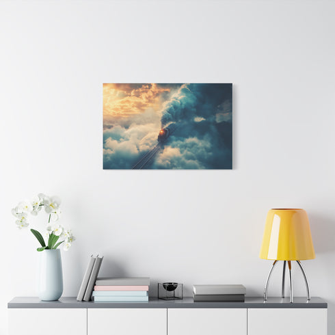 Train Riding Rails Through the Clouds — Canvas Wall Art — Product Detail View 7