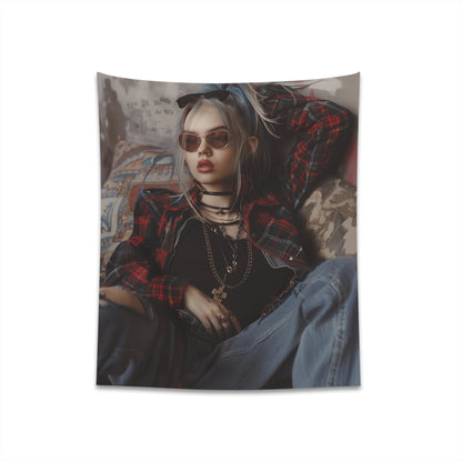 90s Redux Grunge Tapestry: Iconic imagery and distressed textures bring the raw energy of grunge to life. Perfect for any 90s enthusiast.