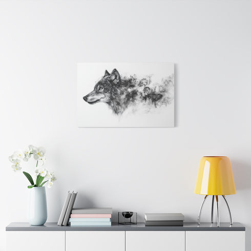 Ink Wolf Morphing into Smoke — Canvas Wall Art — Product Detail View 7