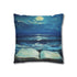Moonlight Spilling from Open Book — 40×40 Cushion Cover — Double-Sided Back & Concealed Zip Detail