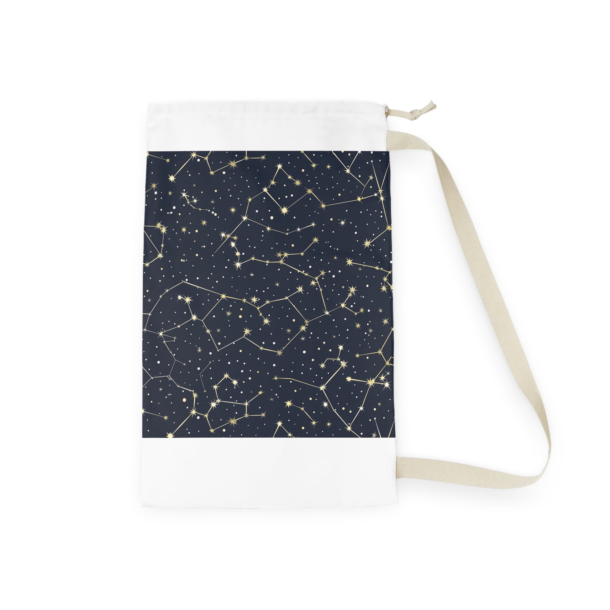 "Starry Night Laundry Bag with Constellation Stars Pattern - Carry laundry in celestial style"