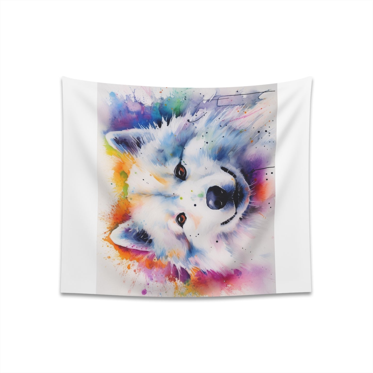 "Samoyed Charm Tapestry: Fluffy Smiles Design | High-Quality Material | Perfect Gift"