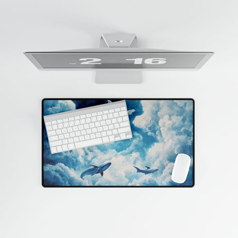 Sky Whales Grazing on Clouds — XL & XXL Desk Mat — Product Detail View 8