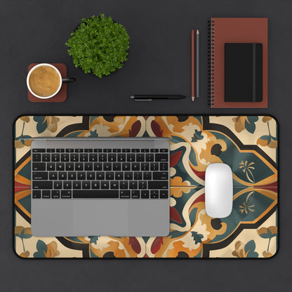 "Artisan Tiles Desk Mat - Elegant workspace accessory with traditional tile inspired design"