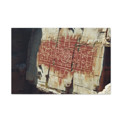Canyon Walls with Ancient Digital Glyphs Stretched Canvas Wall Art