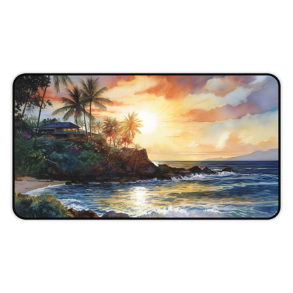 "Serene Hawaii Beach Desk Mat - Keep paradise close with this tranquil desktop accessory"