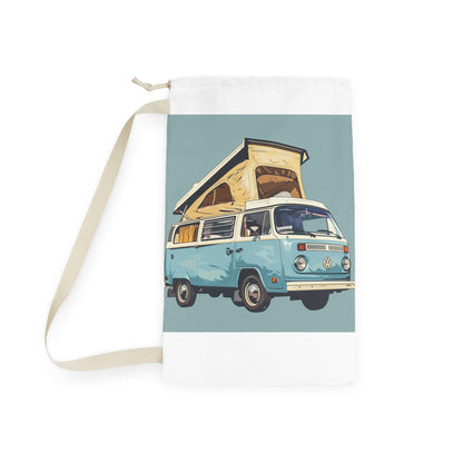 Light blue retro camper van laundry bag - add fun to laundry routine