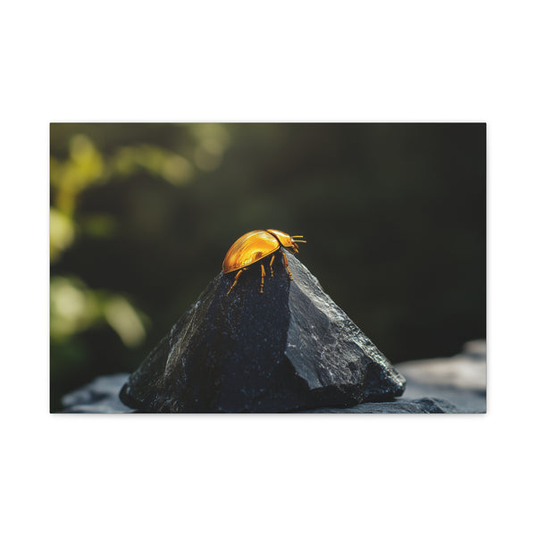 Golden Scarab Crawling on Obsidian Pyramid — Canvas Wall Art — Front Gallery-Wrapped Canvas View