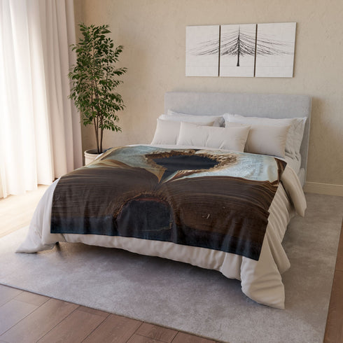Portal Opening from Book Pages — Plush Fleece Throw Blanket — Product Detail View 9