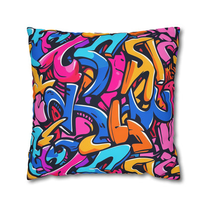 "Neon Urban Graffiti Pillowcase - Vibrant and edgy seamless pattern in bright neon colors for a pop of personality in your bedroom"