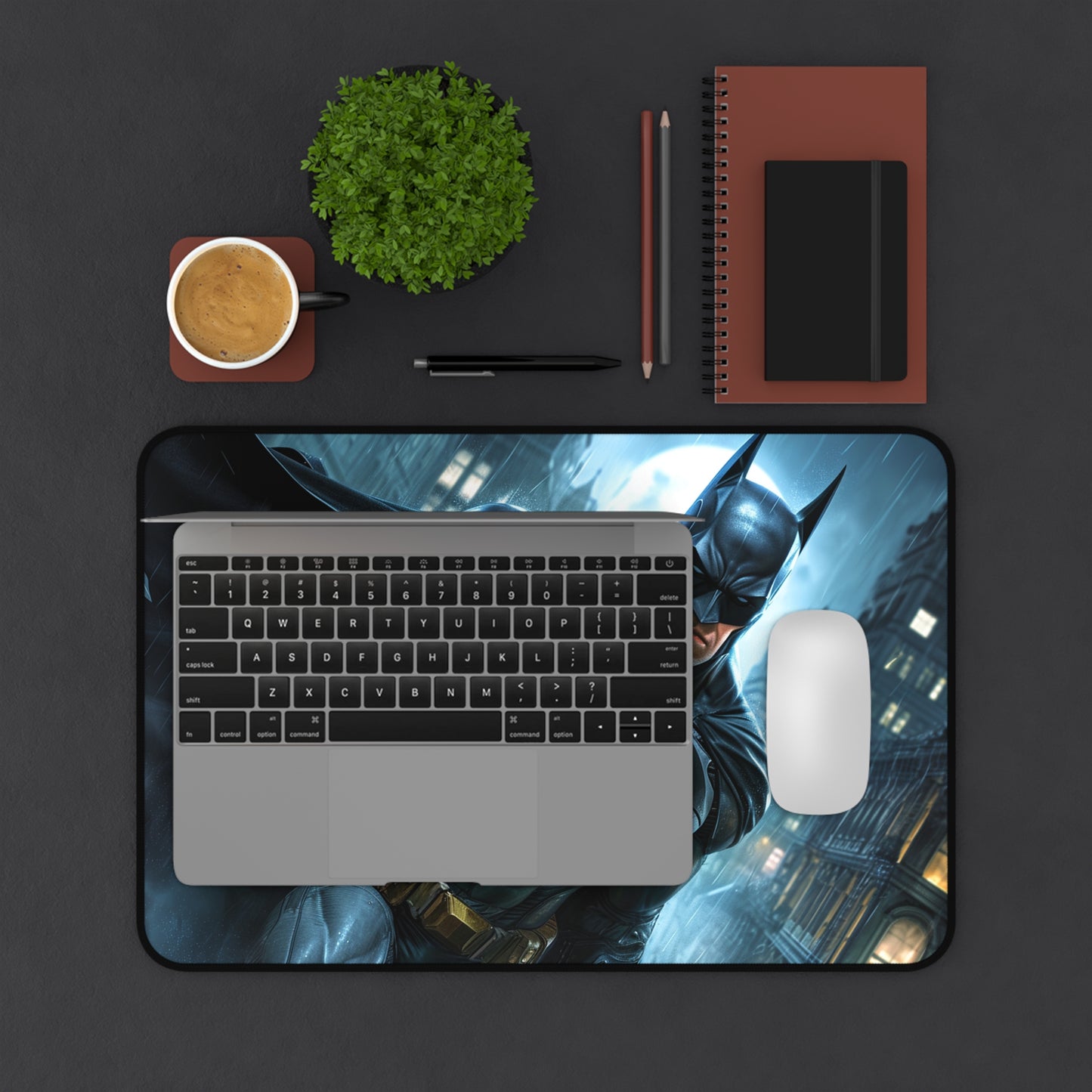 "Transform your workspace with Batman Gotham City Desk Mat, iconic imagery for superhero fans"