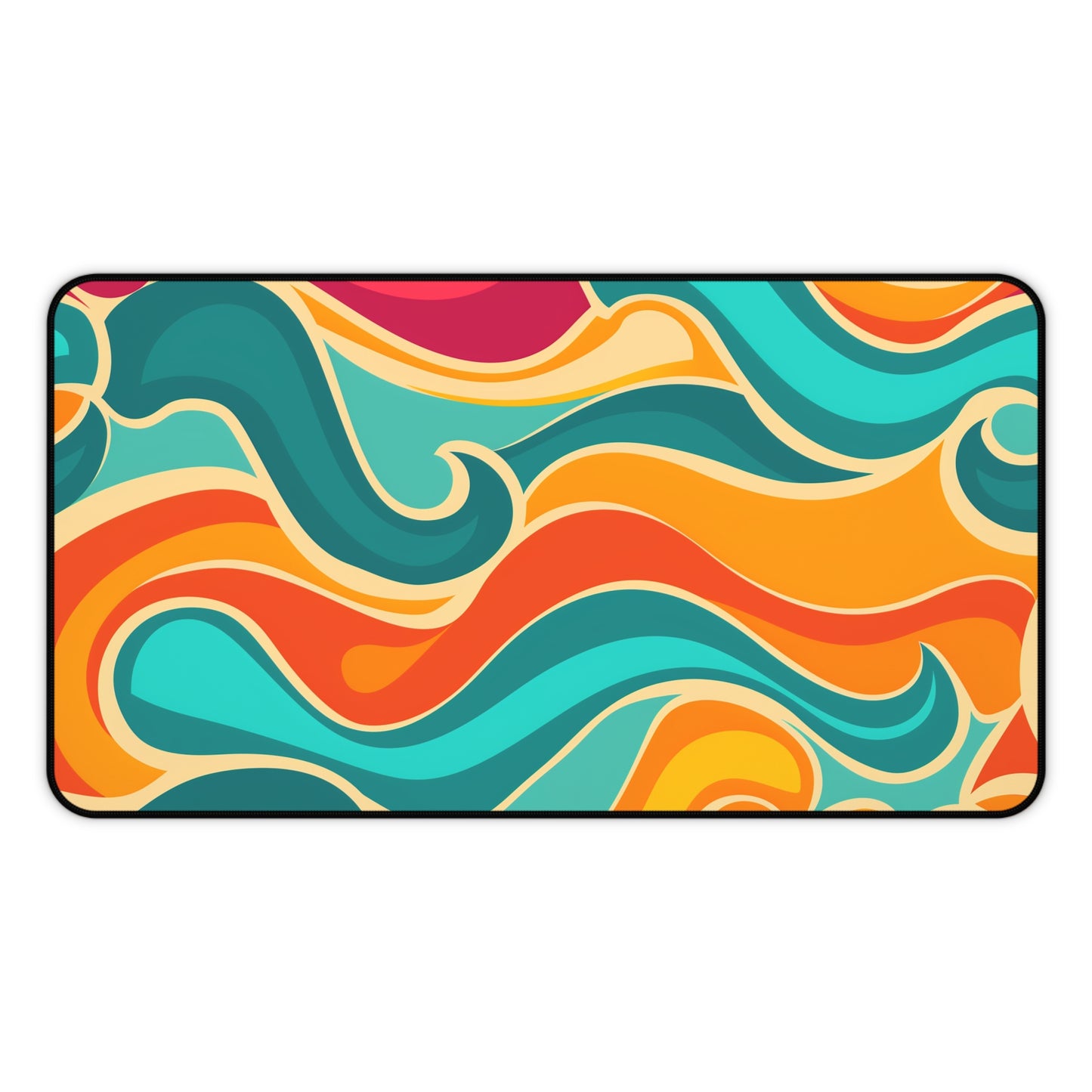 "Colorful Retro Waves Desk Mat for Vibrant Workspace Style"