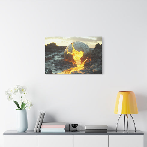 Crumbling Planet Leaking Golden Lava (Edition II) — Canvas Wall Art — Product Detail View 7