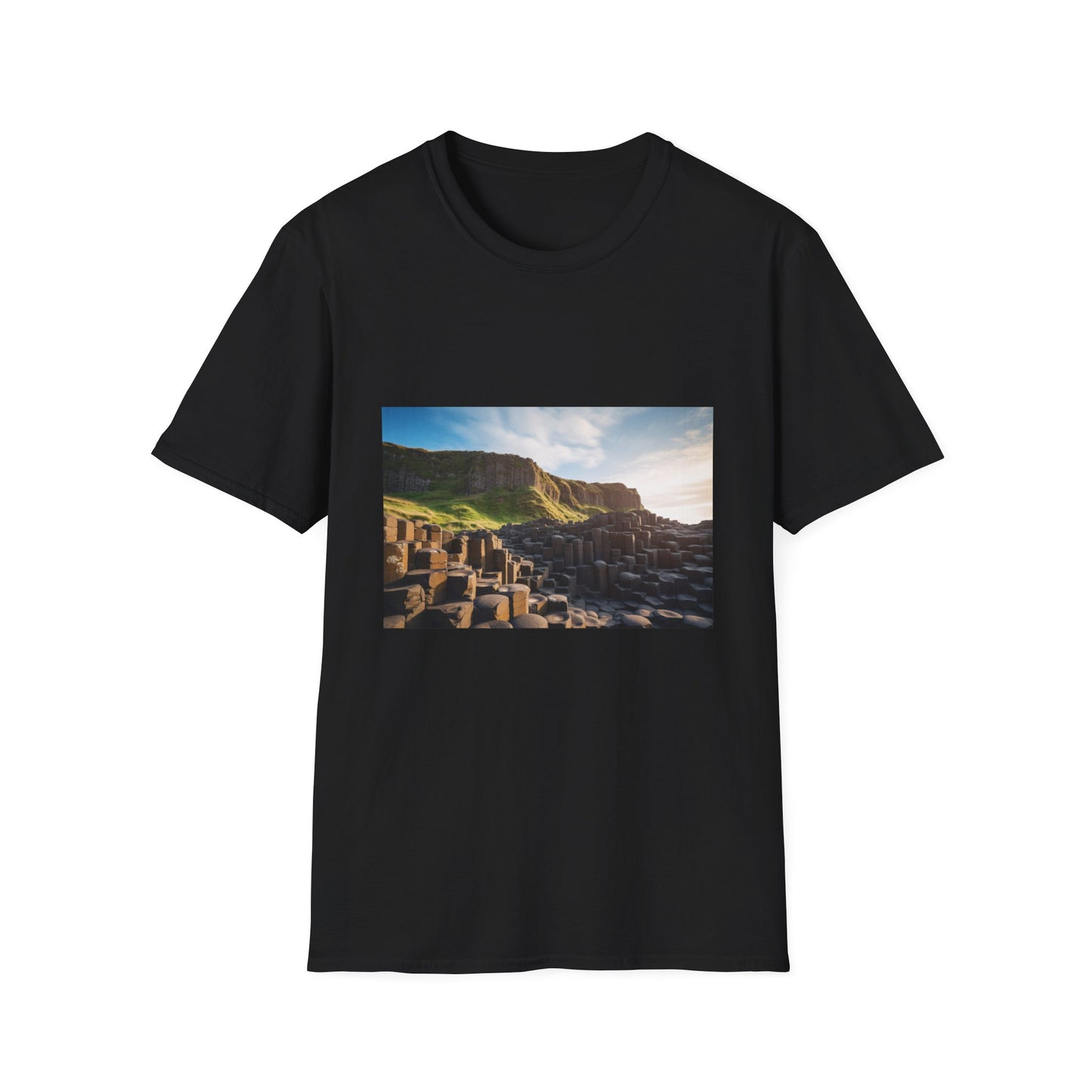 Echoes of Ancient Titans | T-Shirt | ancient formation, coastal landscape, giants causeway, heritage site, interlocking basalt columns, natural wonder, northern ireland, tourist attraction, unique geology, volcanic rock | Prints with Passion