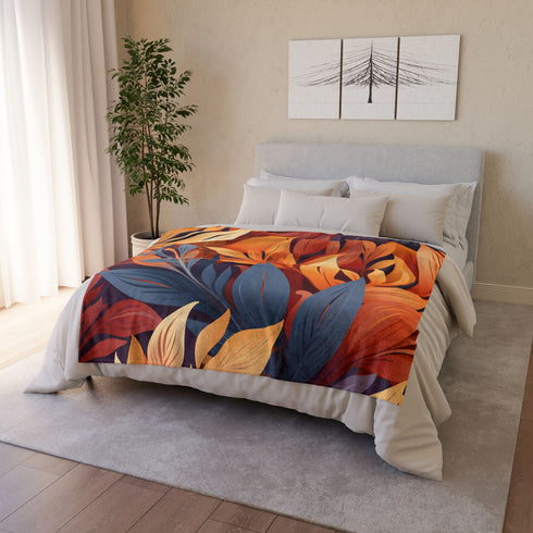Autumn Foliage & Wildflowers Botanical Plush Fleece Throw Blanket - View 9 | Prints With Passion