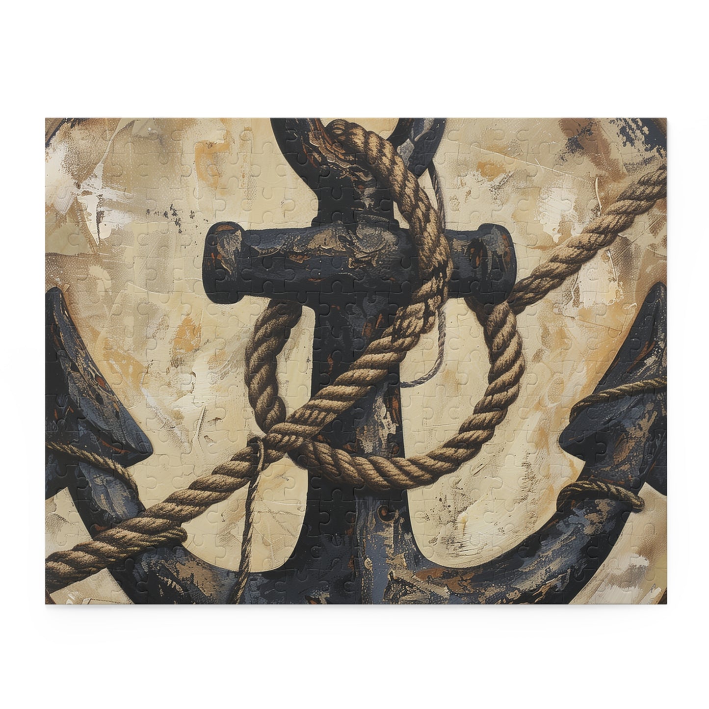 "Anchor and Rope Jigsaw Puzzle - Nautical theme puzzle for a touch of maritime charm"