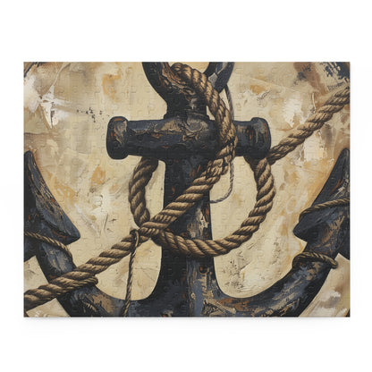 "Anchor and Rope Jigsaw Puzzle - Nautical theme puzzle for a touch of maritime charm"