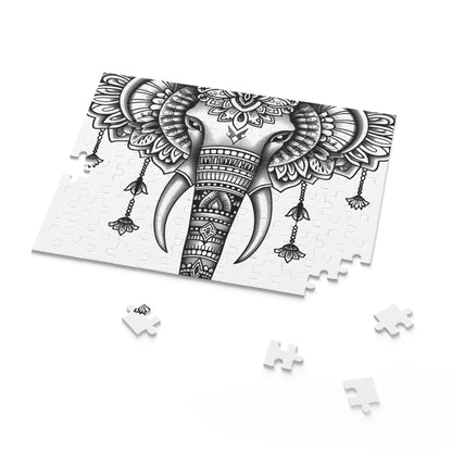 Elegant Mandala Elephant Jigsaw Puzzle - Tranquil and intricate design for relaxation and mindfulness.