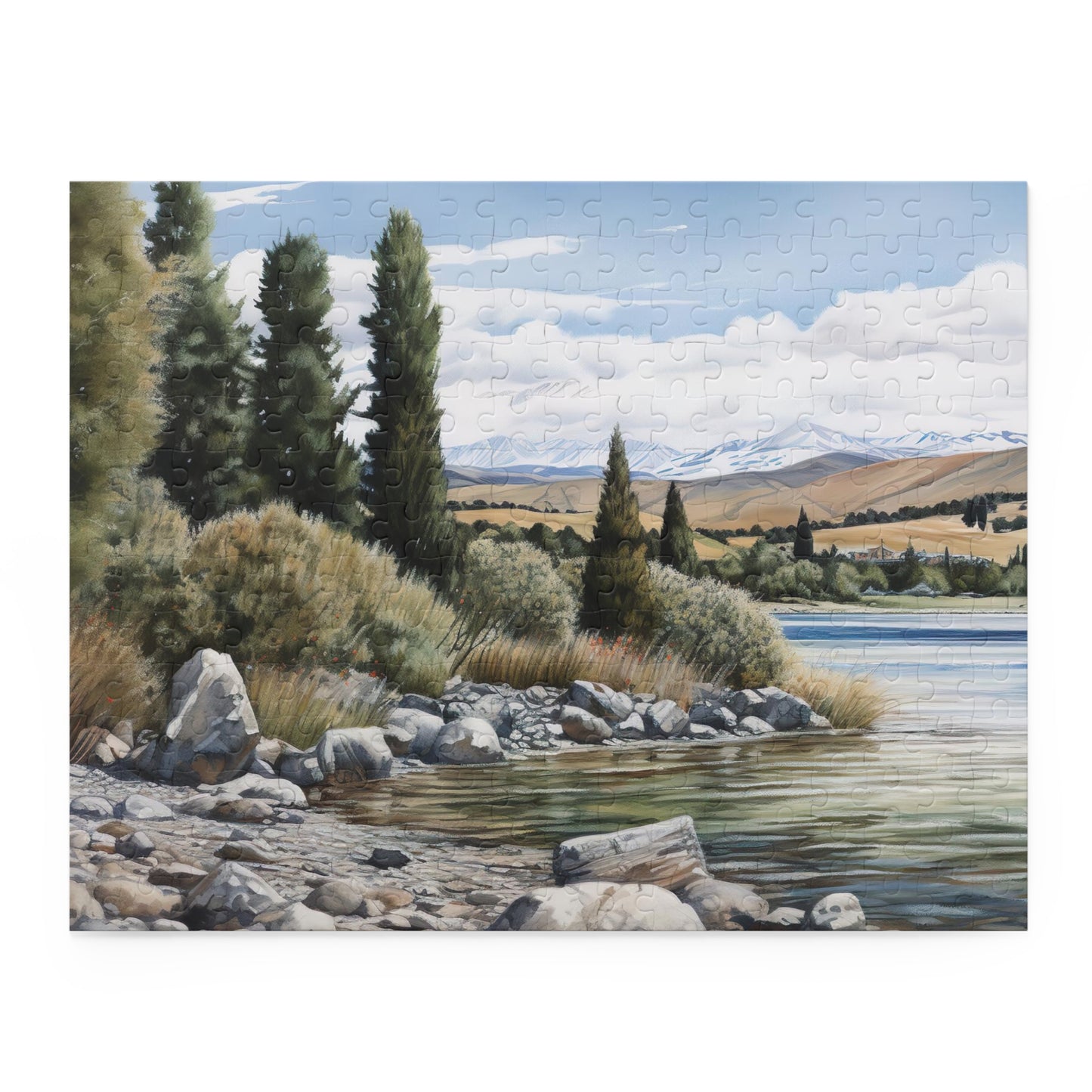 New Zealand Lake Jigsaw Puzzle: Tranquil lake, green forests & mountains - perfect relaxation scene