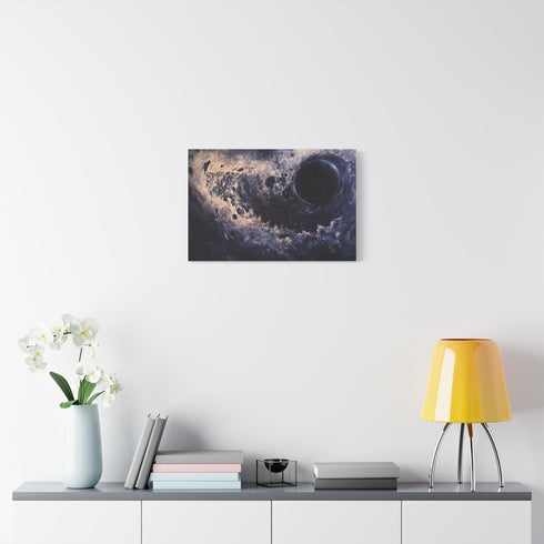 Black Hole Pulling in Stardust — Canvas Wall Art — Kiln-Dried Pine Frame & Ready-to-Hang Back View