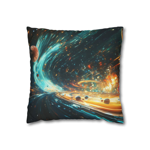 Space Highway with Comet Traffic — 40×40 Cushion Cover — Front 40×40 cm Square Cushion View