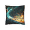 Space Highway with Comet Traffic — 40×40 Cushion Cover — Front 40×40 cm Square Cushion View