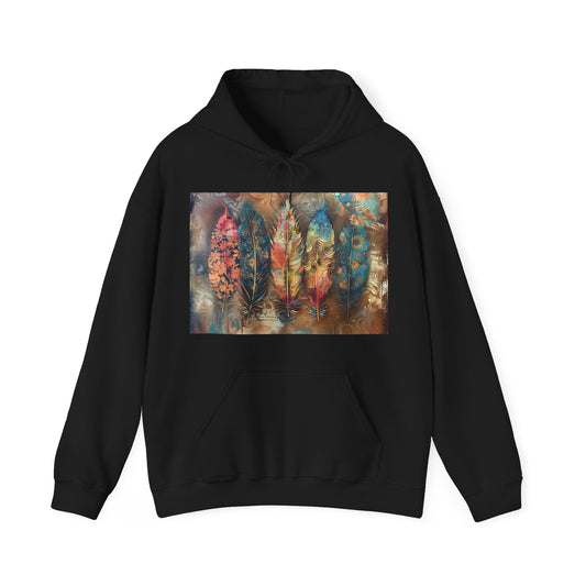 Wild Symphony: A Bohemian Feather Rhapsody Hoodie | Hoodies | DTG, Hoodies, Men's Clothing, Regular fit, Unisex, Women's Clothing | Prints with Passion