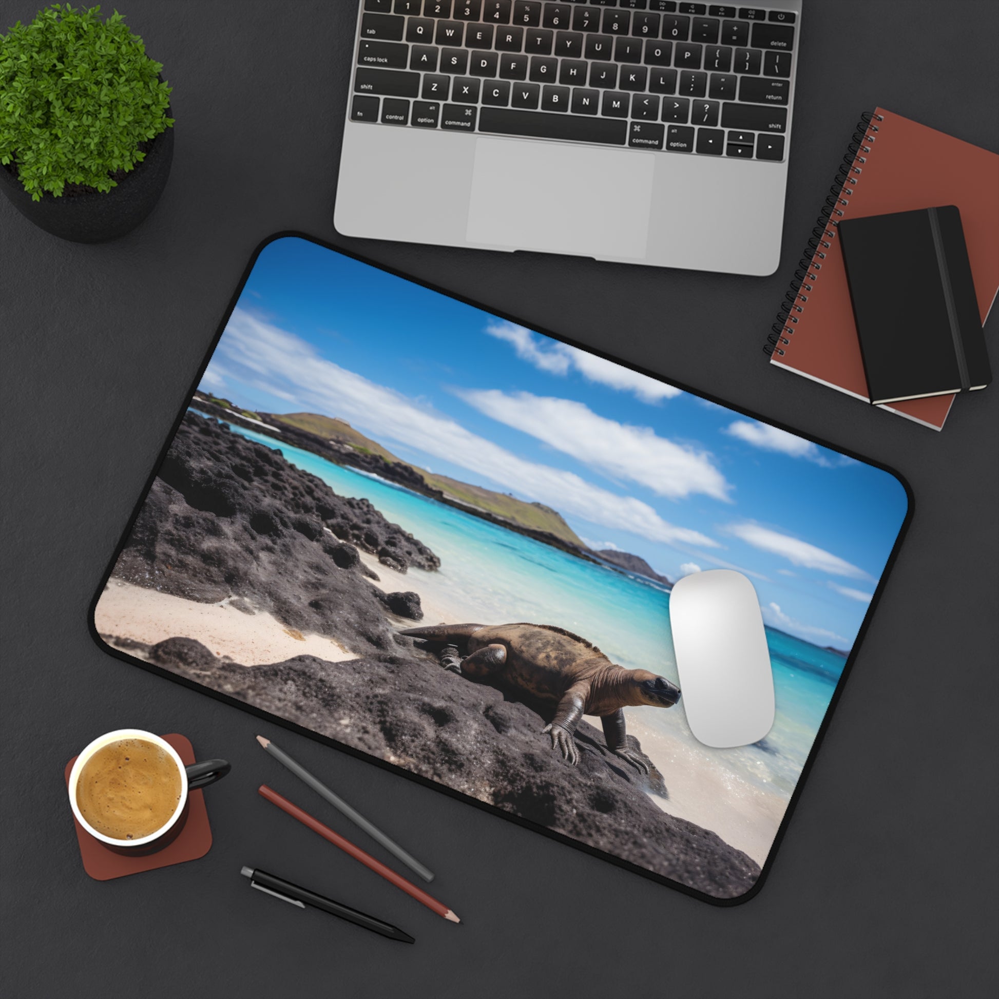 "Galapagos Islands Desk Mat - Enhance your workspace with stunning wildlife and landscapes inspired by Ecuador's iconic archipelago"