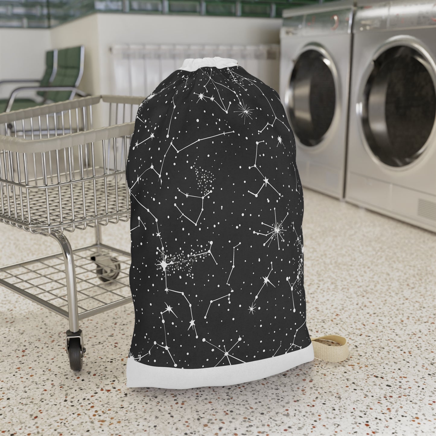 Starry Night Laundry Bag with Constellation Stars seamless pattern - elevate your laundry game with celestial charm.