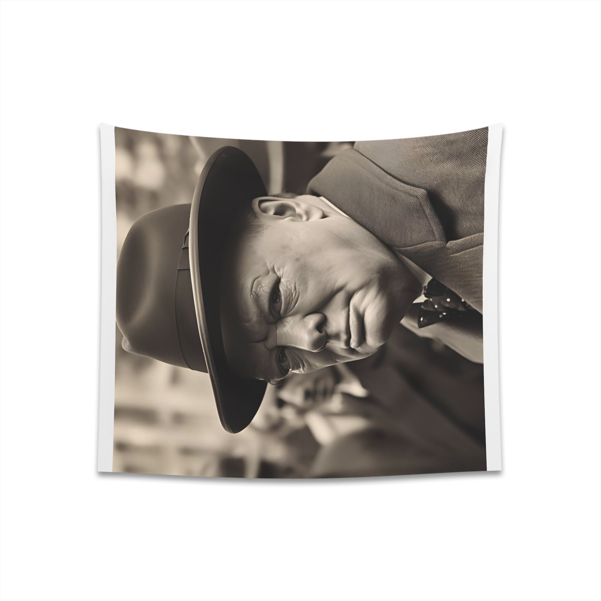 "Vintage Winston Churchill Tapestry of London's Resilience | WWII Wall Art"