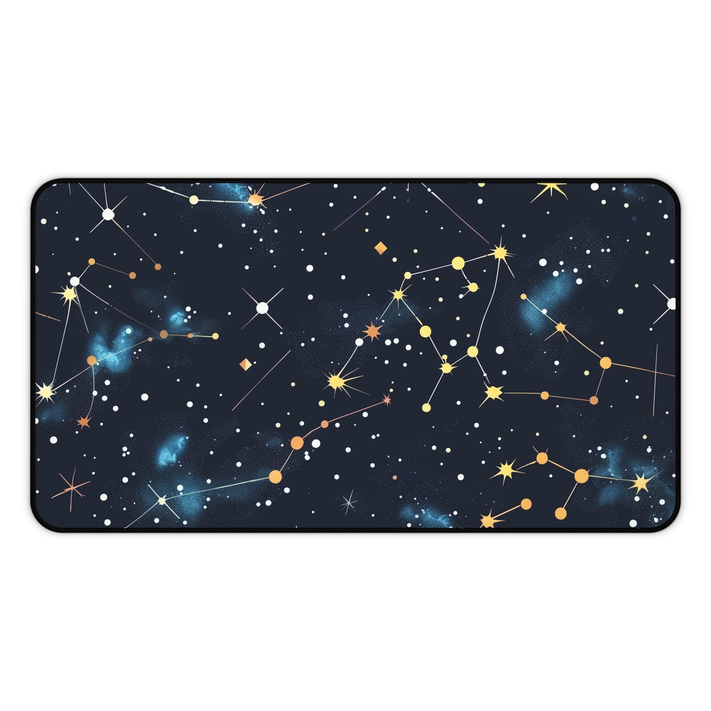 "Starry Night Desk Mat - Constellation Stars seamless pattern for celestial touch on workspace"