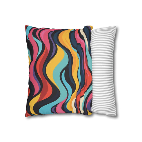 Retro 70s Groovy Swirl Seamless Pattern Square Cushion Cover - View 4 | Prints With Passion