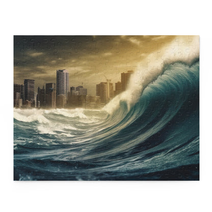 Tsunami Wave Jigsaw Puzzle - Captivating puzzle of powerful ocean wave crash - Nature-themed puzzle art for adults and kids