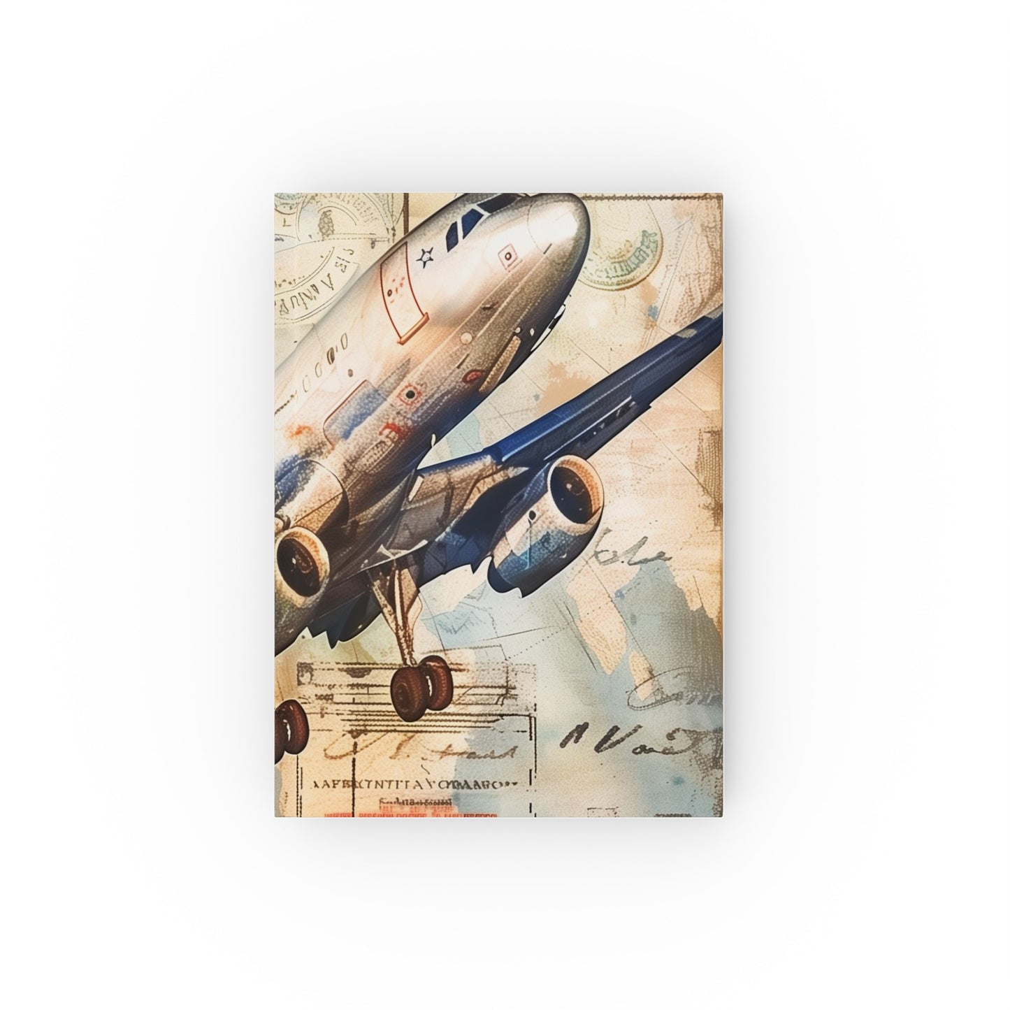 Vintage Travel Journal - Flight Log with Airplane Design and Travel Stamps - High-Quality and Versatile - Ideal Gift