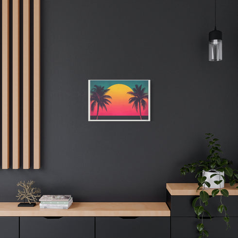 80s Retro Miami Neon Sunset — Canvas Wall Art — Product Detail View 5